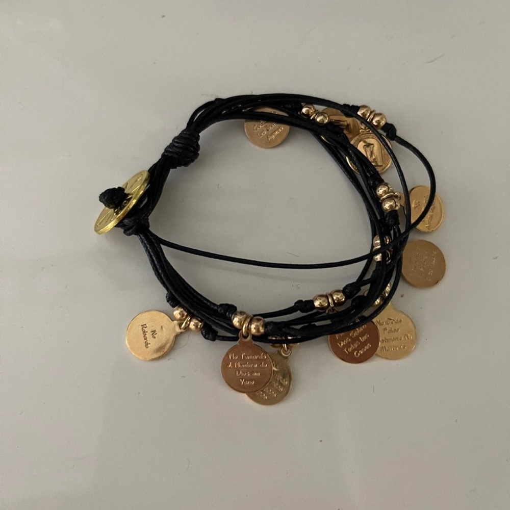 Charm leather Bracelet with gold Charms by Vila Veroni